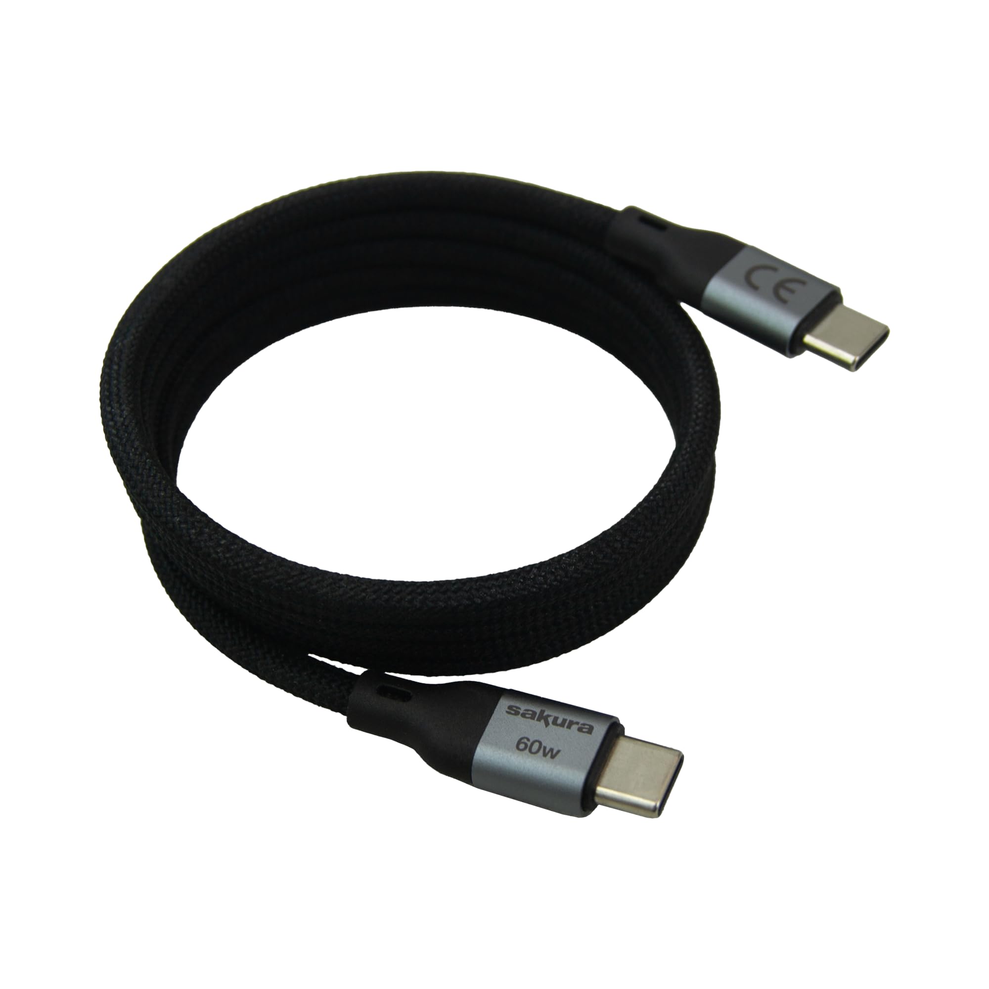 Sakura 60W Fast Charging Magnetic Coiled Cable - USB Type-C to USB Type-C, 1m