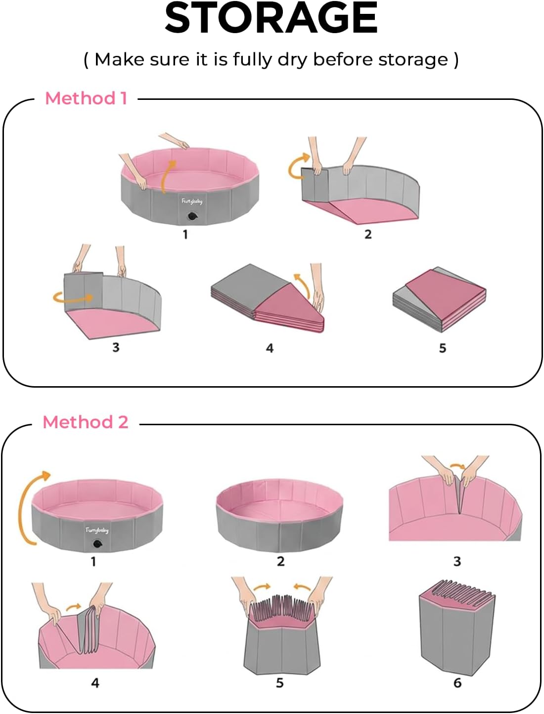 Furrybaby Dog Pool, Foldable Dog Pools for Large Dogs Portable Kiddie Pool Pet Doggie Wading Swimming (Pink 63'') Indoor and Outdoor