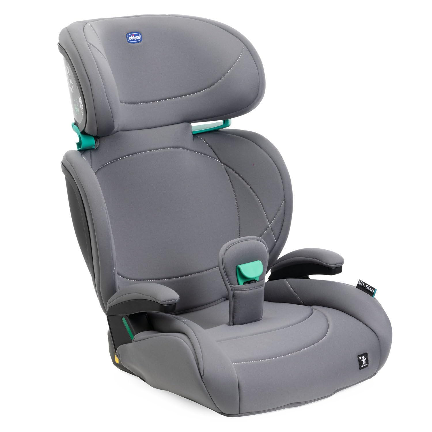 Chicco Quizy Lite i-​Size Siège Auto Enfant 3-​12 ans (100-​150 cm), Environ 15-​36 kg, Groupe 2-​3, Position Couchage, Hauteur Réglable, Accoudoirs Rembourrés, Confort