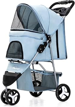 Pet Strollers Lightweight Foldable Pet Stroller for Cats and Dogs, Three-Wheeled Pet Stroller, Dog Stroller Supplies Pet Stroller MediumQ