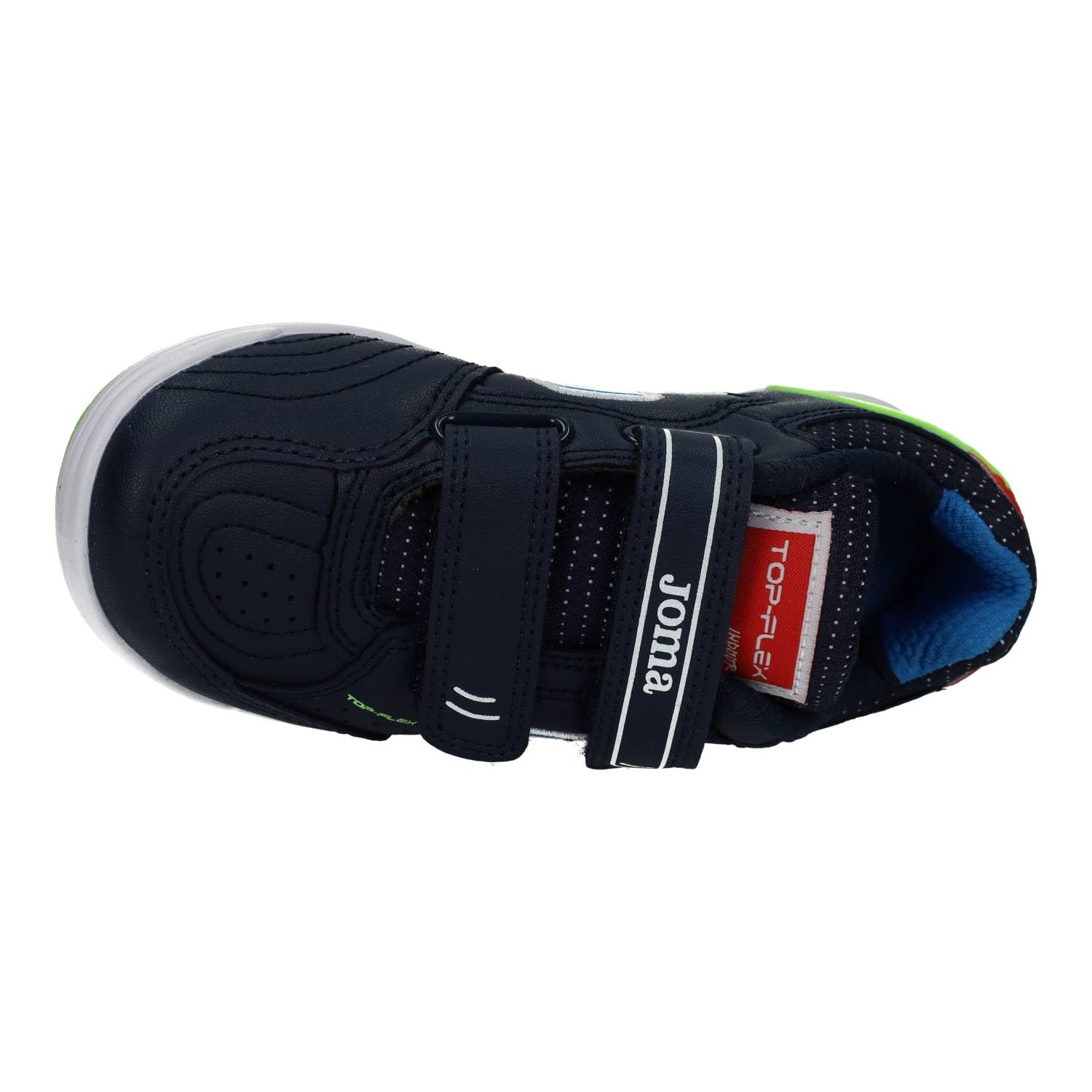 Joma TPJS2533INV Zapatillas niño para fútbol Sala, Cierre Adhesivo diseño Multicolor Azul y Verde, Suela Antideslizante. NIÑO Deportivos