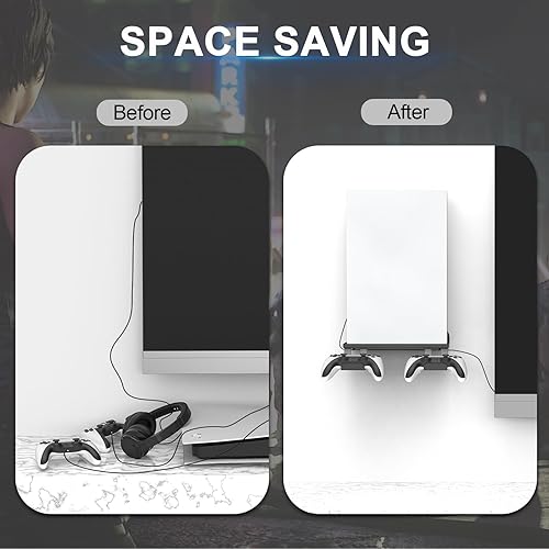 Vista 5 de BELOPERA PS5Ps4 Kit de montaje en pared para consola de juegos digital y disco edición 3 en 1 montaje de pared con 2 soportes para controlador