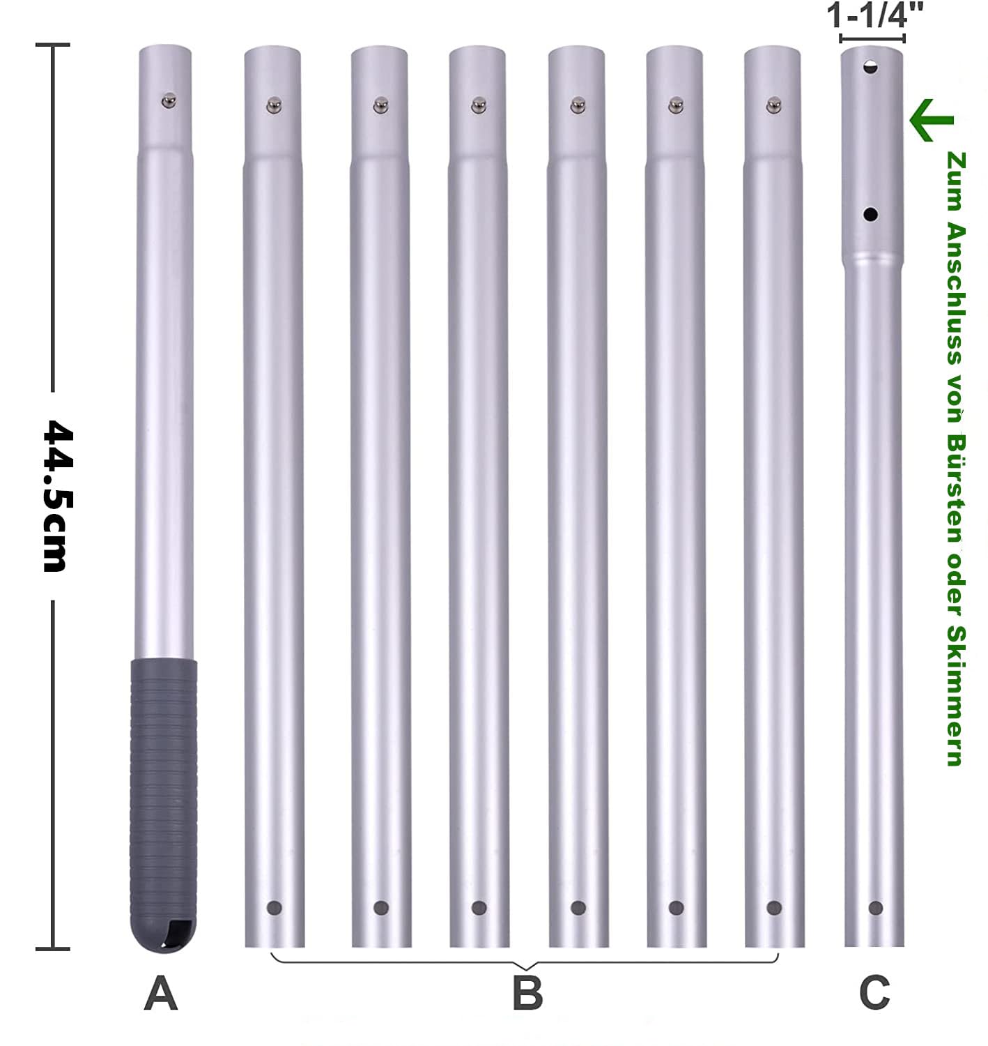 Barre télescopique en aluminium pour nettoyage de piscine réglable de 1 m à 3,20 m, GT215