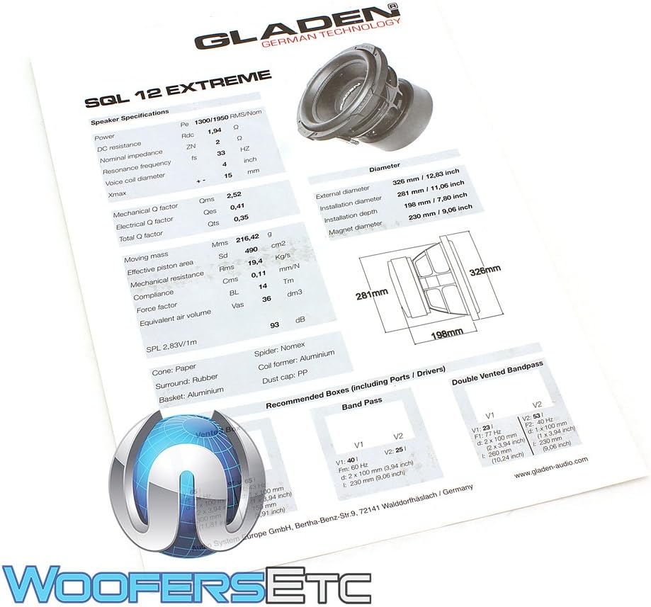 Sql Extreme 12 30 Cm Subwoofer