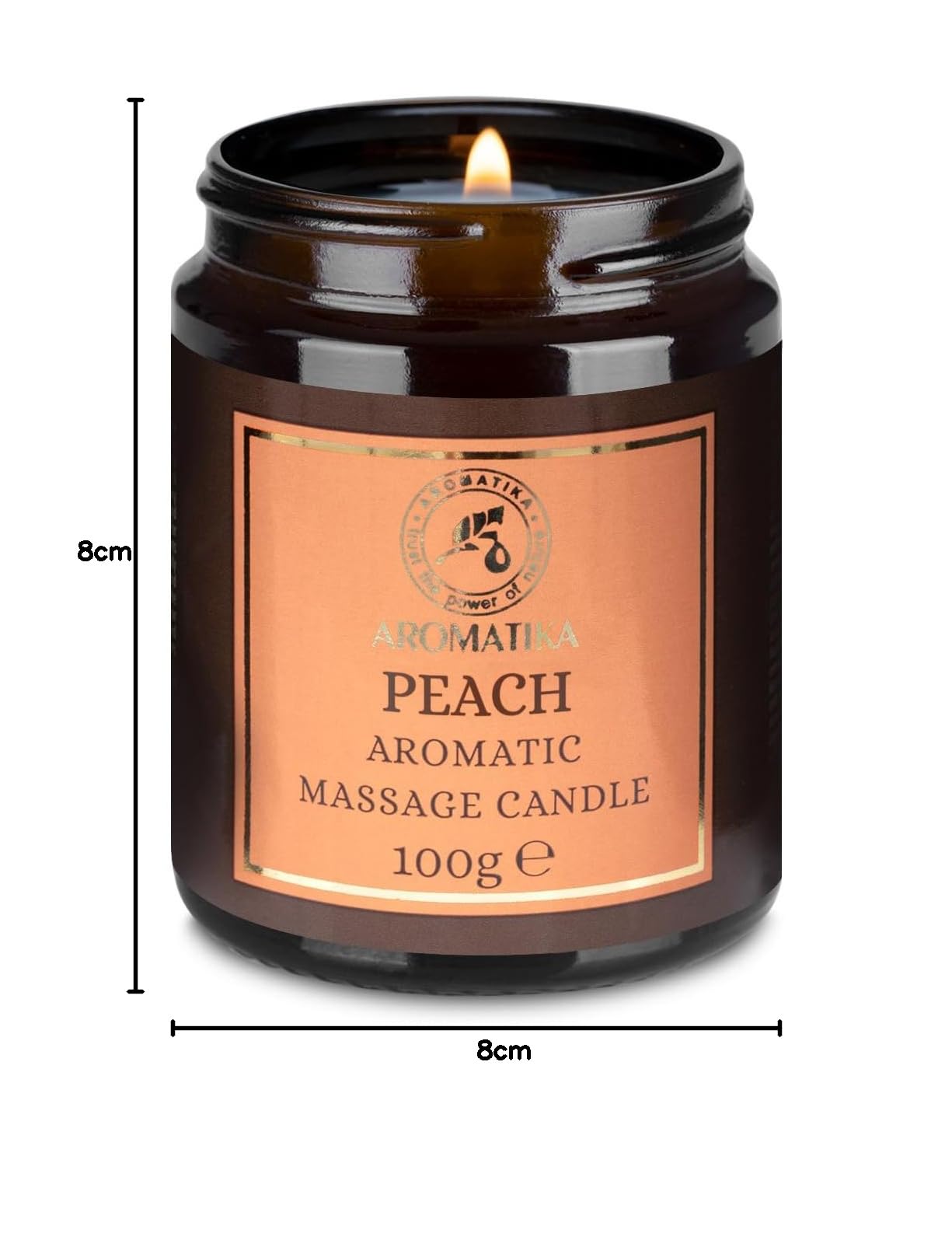Vela de Masaje Durazno 100 g - Vela de Cera de Soja - Mezcla de Aceites de Coco y Almendras - Vela de Masaje y Relajación - Aromaterapia - Cosmética - Calmante