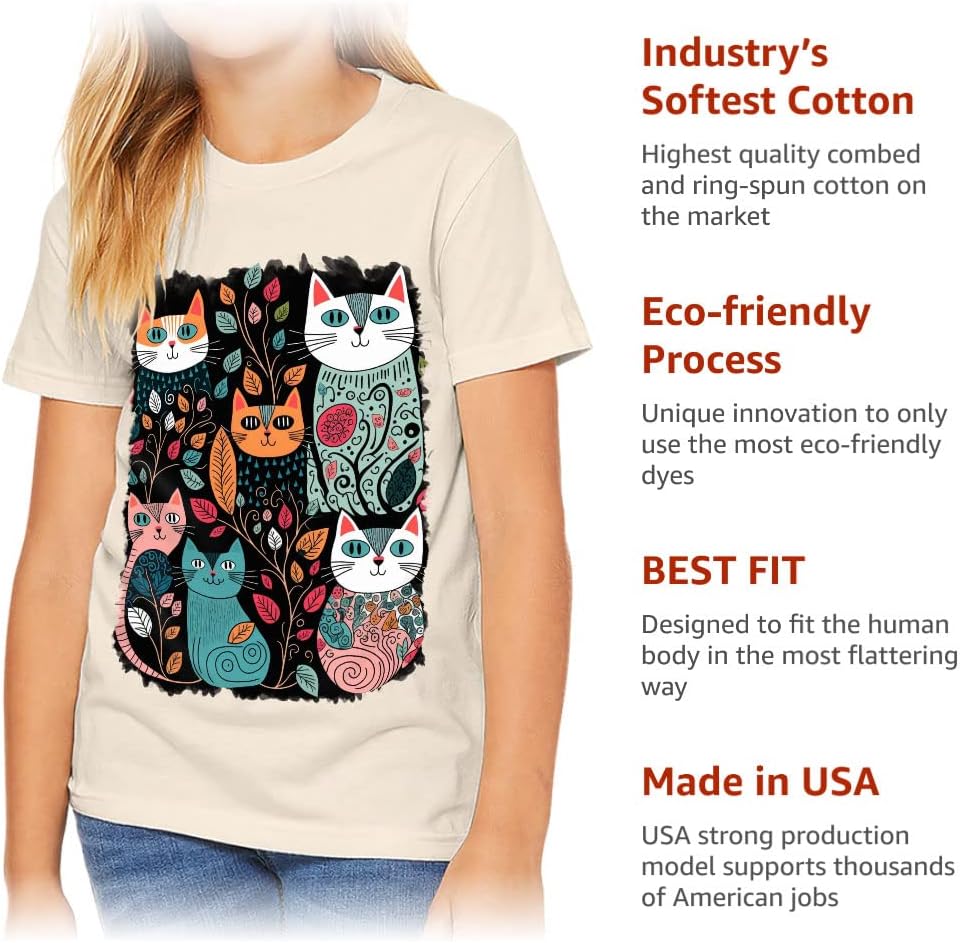 Cats Print Kids' T-Shirt - Kitten Art T-Shirt - Graphic Tee Shirt for Kids