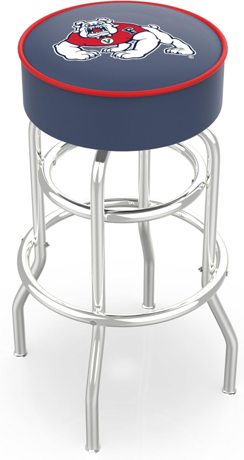 L7C1 Fresno State 25" Double-Ring Swivel Counter Stool with Chrome Finish