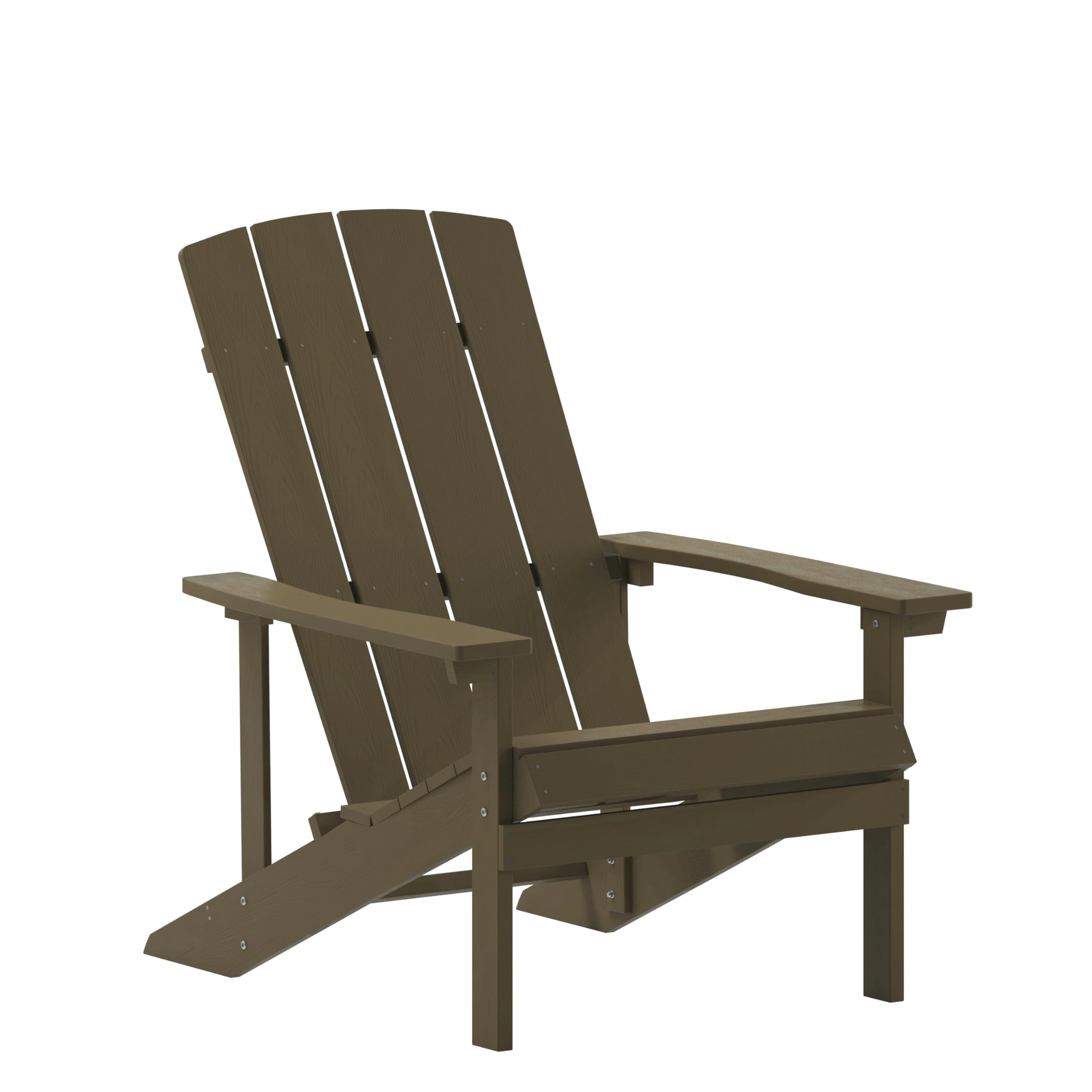 Flash Furniture Charlestown Commercial Grade Indoor/Outdoor Adirondack Chair, Weather Resistant Durable Poly Resin Deck and Patio Seating, Mahogany