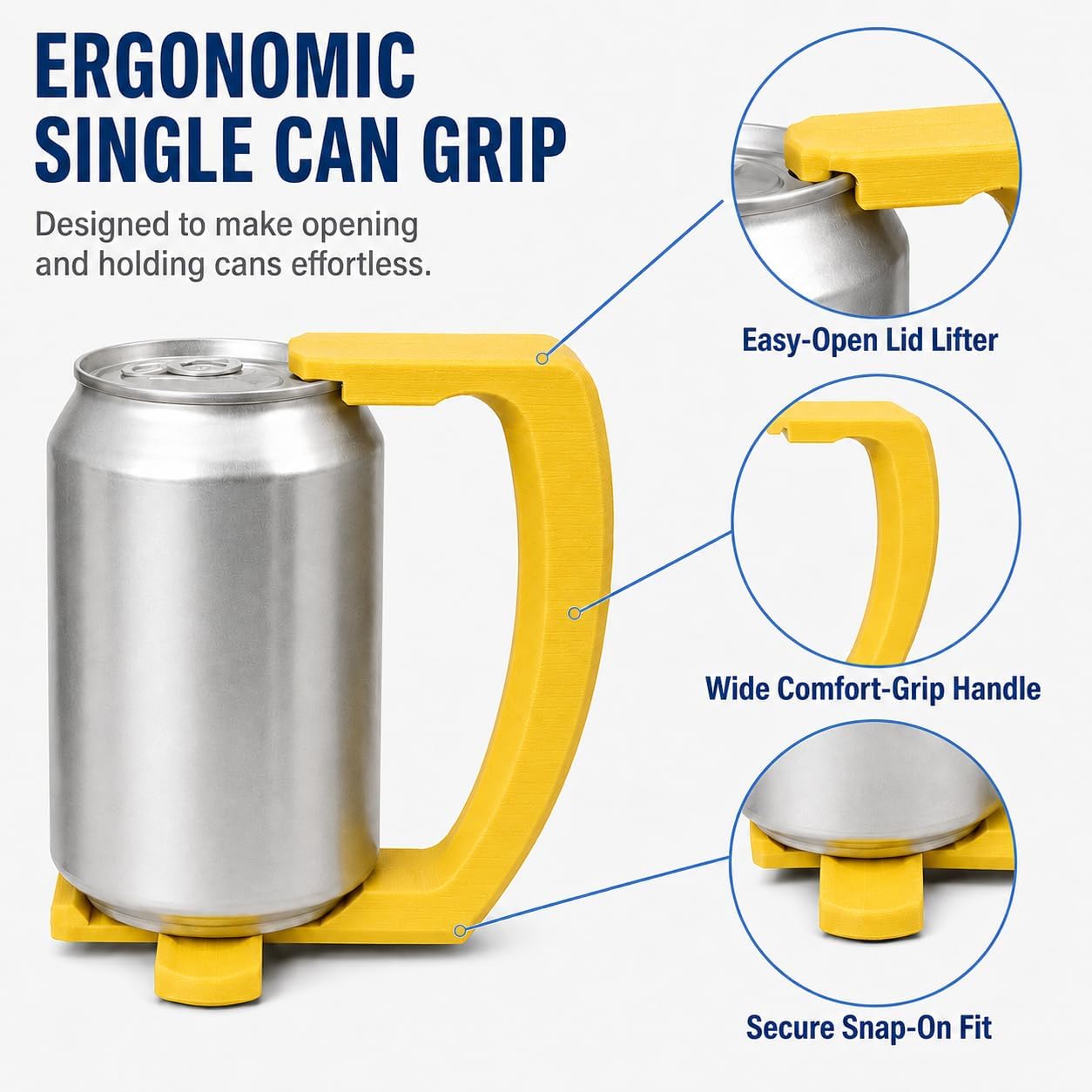 Can Handle Grip for Beverages – Easy One-Handed Carry | Ergonomic Comfort Design | Portable Soda and Beer Can Carrier | Kitchen and Outdoor Accessory