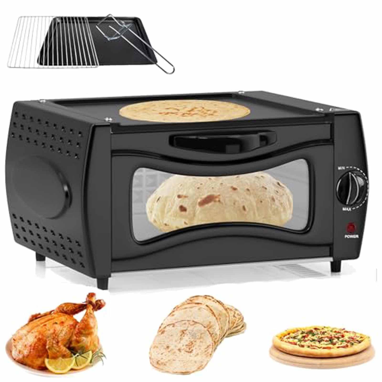 2100 W piekarniki elektryczne, wielofunkcyjny przenośny piekarnik blatego o regulowanej temperaturze, kontrola temperatury 122 ° F-752 ° F, do pieczenia grillowania pieczenia