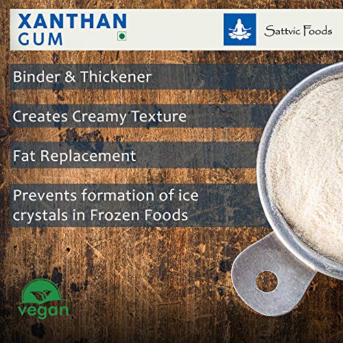 Image of Sattvic Foods Xanthan Gum (350 g) | Gluten-Free Stabilizer, Emulsifier & Vegan Thickener | NON-GMO & Keto-Friendly | Essential in Gluten-Free Baking, Use in Gravies, Sauces, Salad Dressings