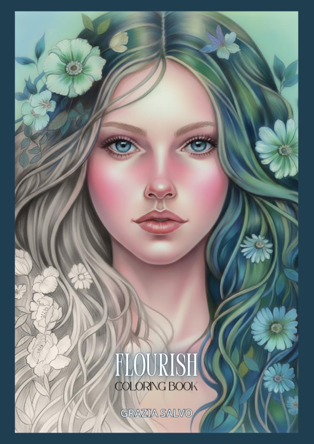 Flourish: Grayscale Portraits Coloring Book for Adults | Hand-Drawn Women Faces for Relaxation, Creativity and Inner Inspiration: Detailed and ... for Stress Relief and Mindful Coloring