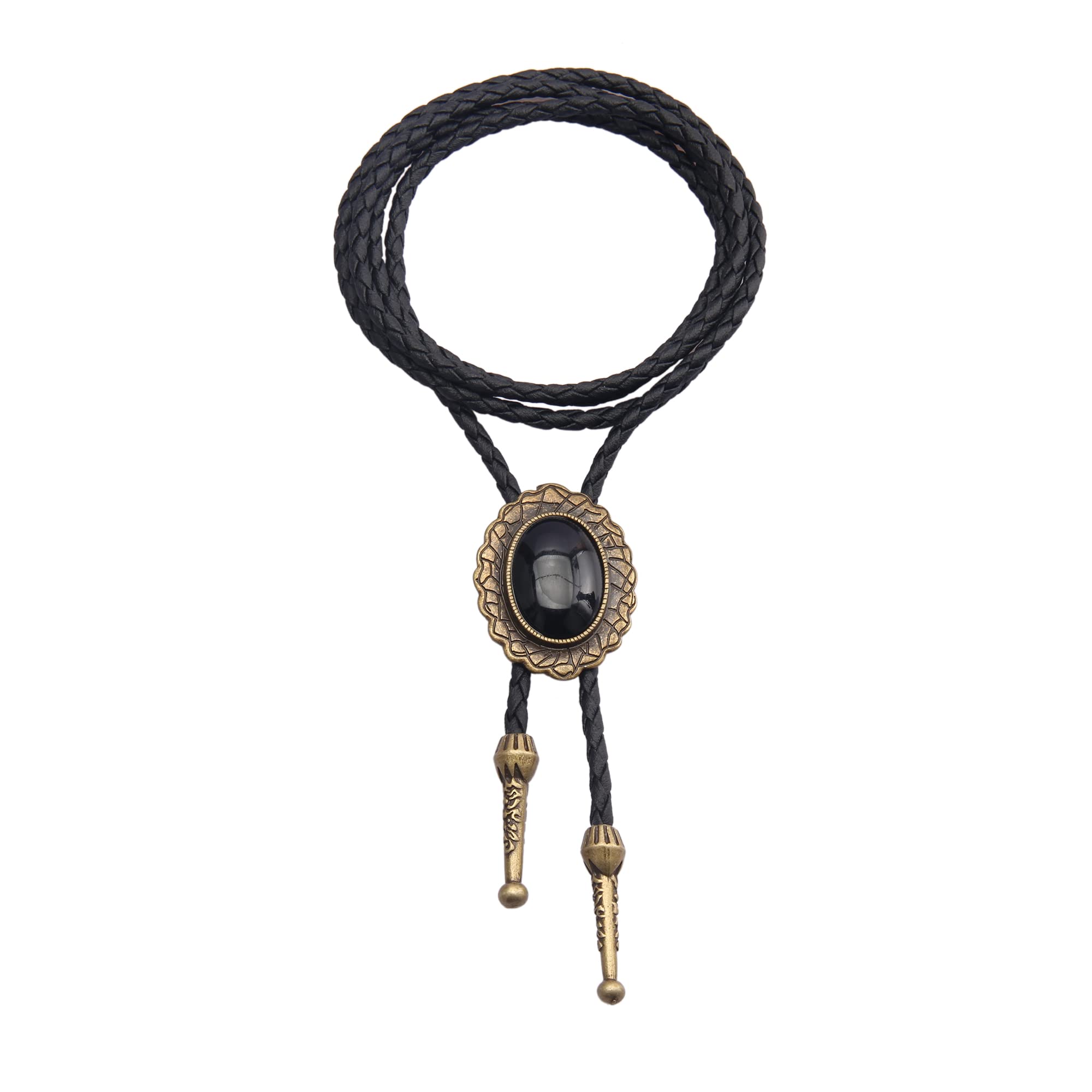 GelConnie Native American Bolo Tie Rodeo Cowboy Leather Necktie Western Necklace Costume Accessories for Men,Women Agate Cowboy Necklace
