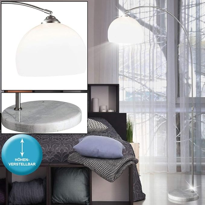 Globo GLOBO Staande lamp nikkel-mat sokkel marmer, exclusief E27, 40 W, L: 202 cm; B: 30 cm; H: 203 cm 58227 photo 3