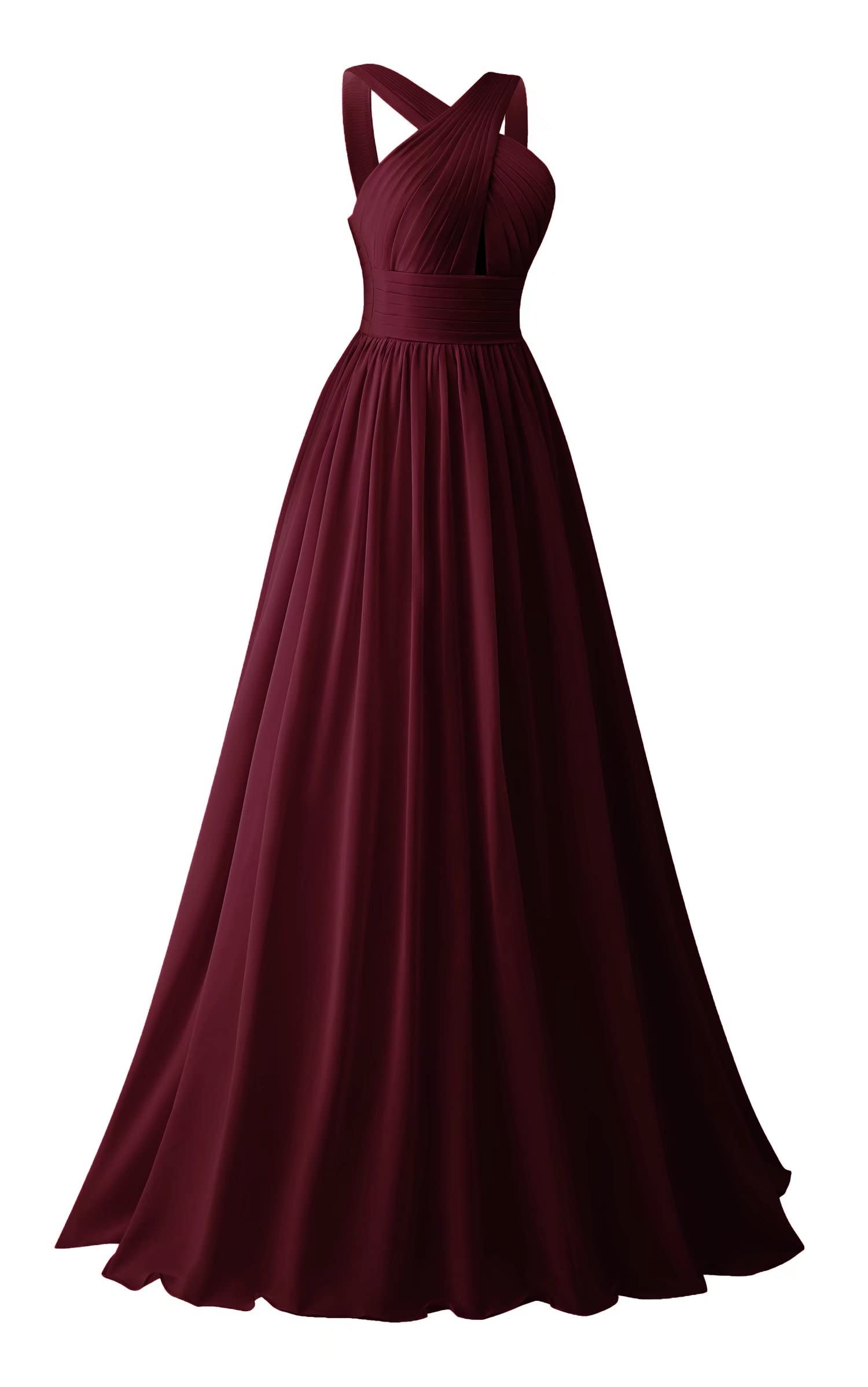 RmaytikedKeyhole Pleated Chiffon Bridesmaid Dresses for Wedding Long Prom Dresses Formal Evening Dresses for Women