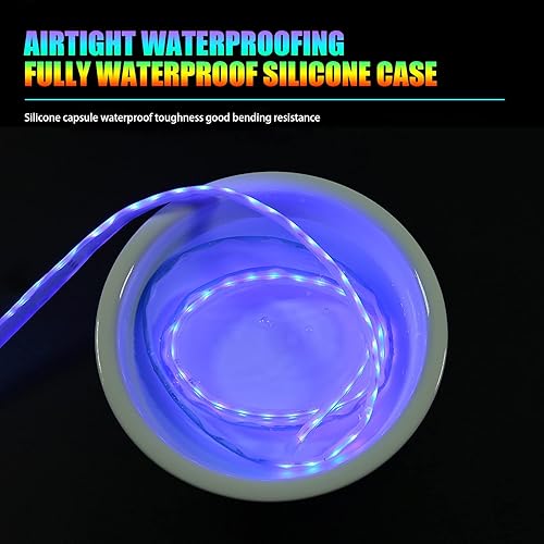 Miniatura 6 de neynavy 2 tiras de luces LED flexibles para automóvil, tira de luces LED RGB multicolor de 24 pulgadas para faros delanteros, luces de circulación