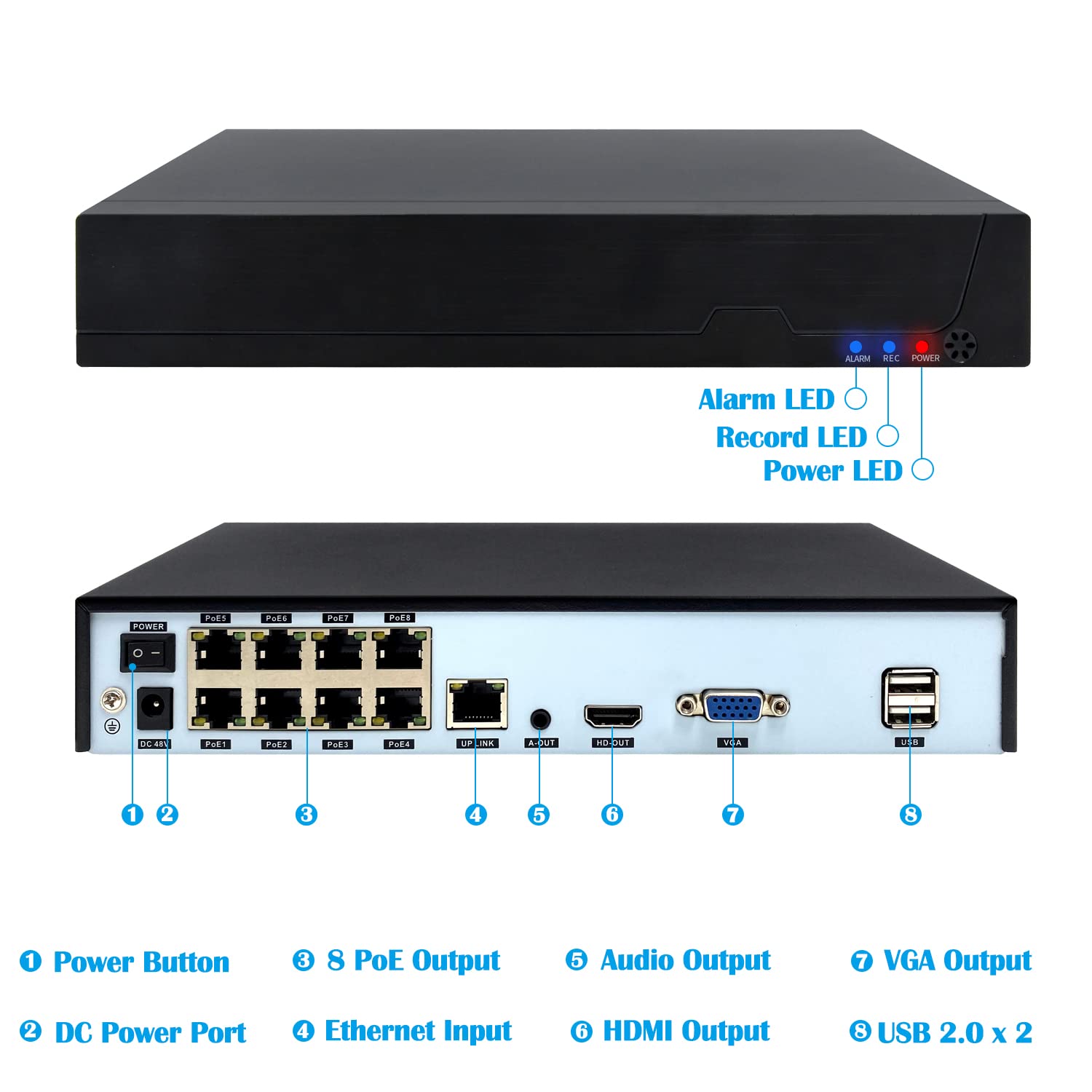 POE NVR 500万画素 8TB迄対応 48V給電「POE-NVR8.A」 POE NVR 500万画素 8TB迄対応 48V給電「POE-NVR8.A」 POE NVR 500