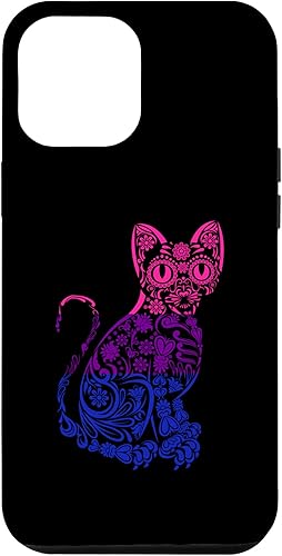 Funda para iPhone 14 Pro Max Cat Sugar Skull LGBT-Q Bisexual Pride Bi Flag Color Kitten Case