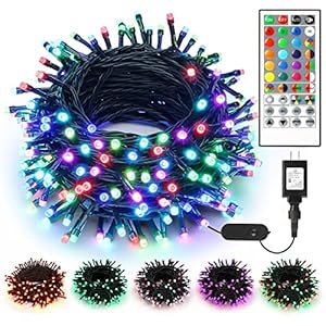 Brizled Color Changing Christmas Lights, 66ft 200 LED Christmas Lights with Remote, Dimmable Outdoor Chrismtas String…