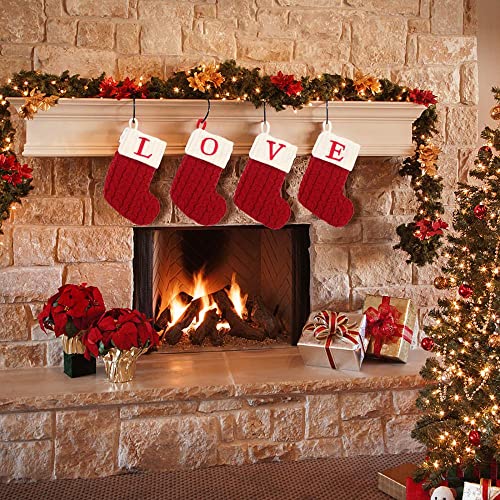 XUDREZ Meia de Natal com 26 letras, inicial bordada mini meias de Natal fofas cordão de algodão com
