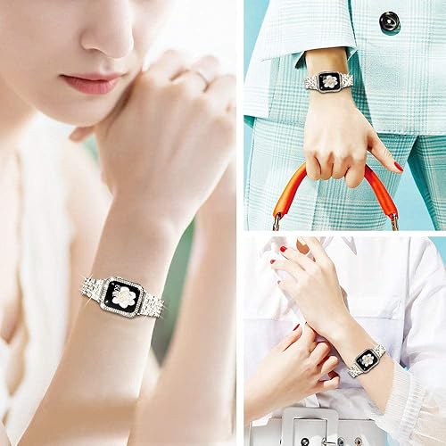 Miniatura 7 de Compatible para Apple Watch Ultra Banda de 49mm 45mm 41mm 38mm 40mm 42mm 44mm con 2 Pack Estuche Cubierta de Cristales de Diamantes Bling, iwatch SE