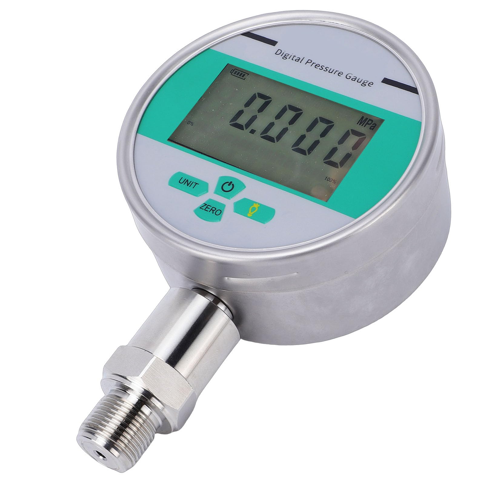 Jectse Manometro Digitale 0-2.5MPa, Misuratore di Pressione con Display LCD Intelligente con Filettatura M20x1.5, Impermeabile IP65 per Attrezzature Idrauliche a Olio Gas Liquido