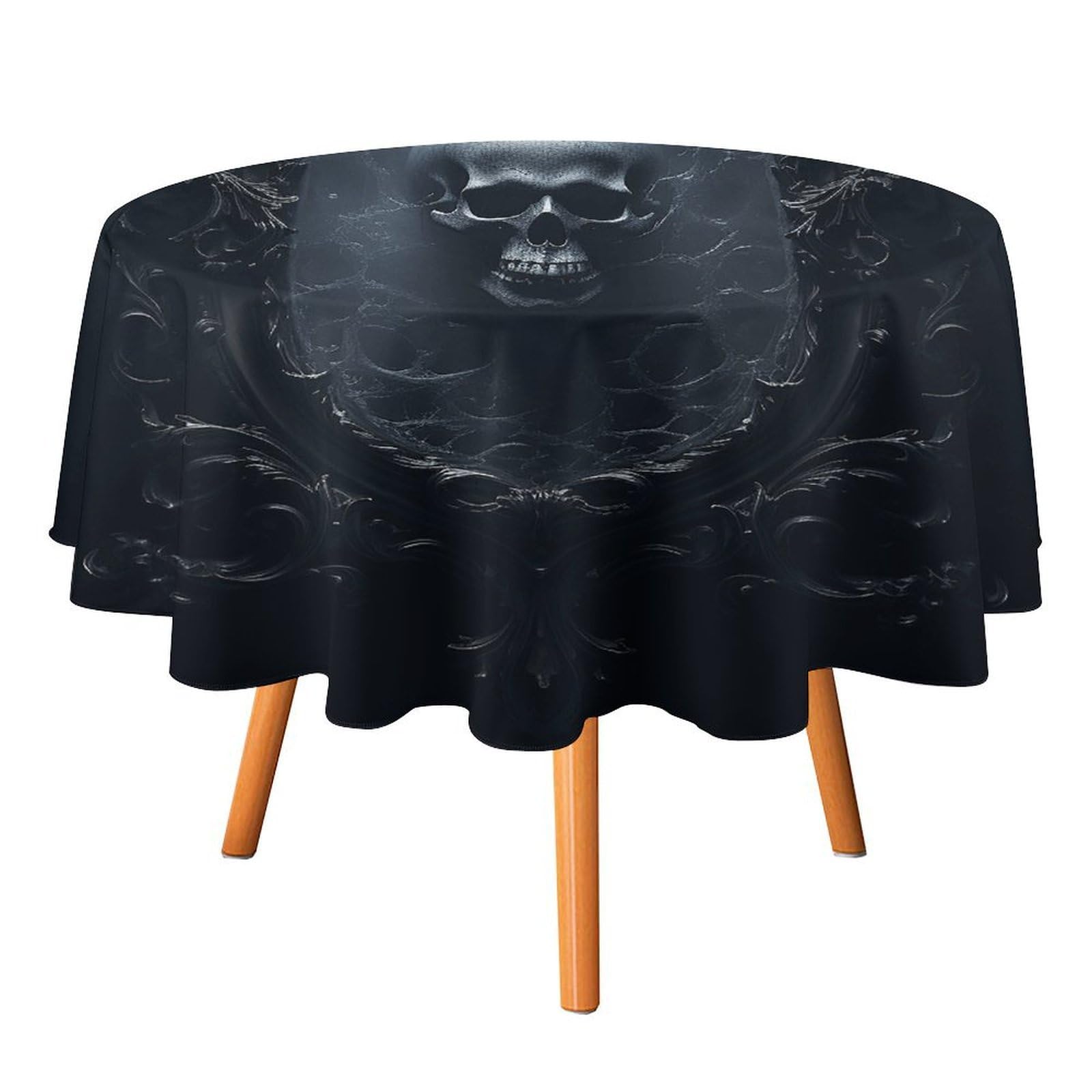 Fekiloot Style Ghost In Mirror Round Tablecloth - Heavy Duty And Washable,Polyester Decorative Fabric Table Cover,Tablecloths For Kitchen Dining, Wedding, Birthday Party50x50in