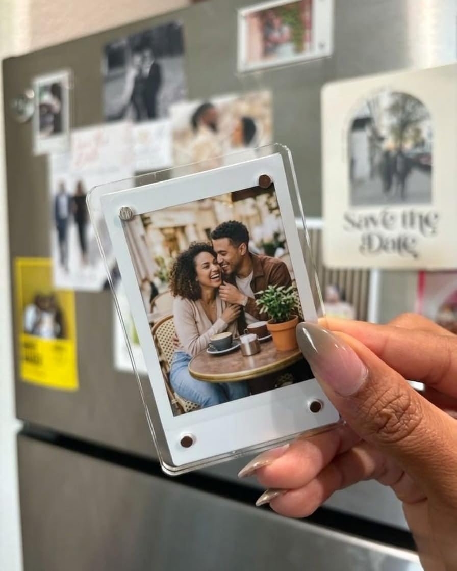 Pack of 2) Magnetic Acrylic Photo Frame | Double Sided-display