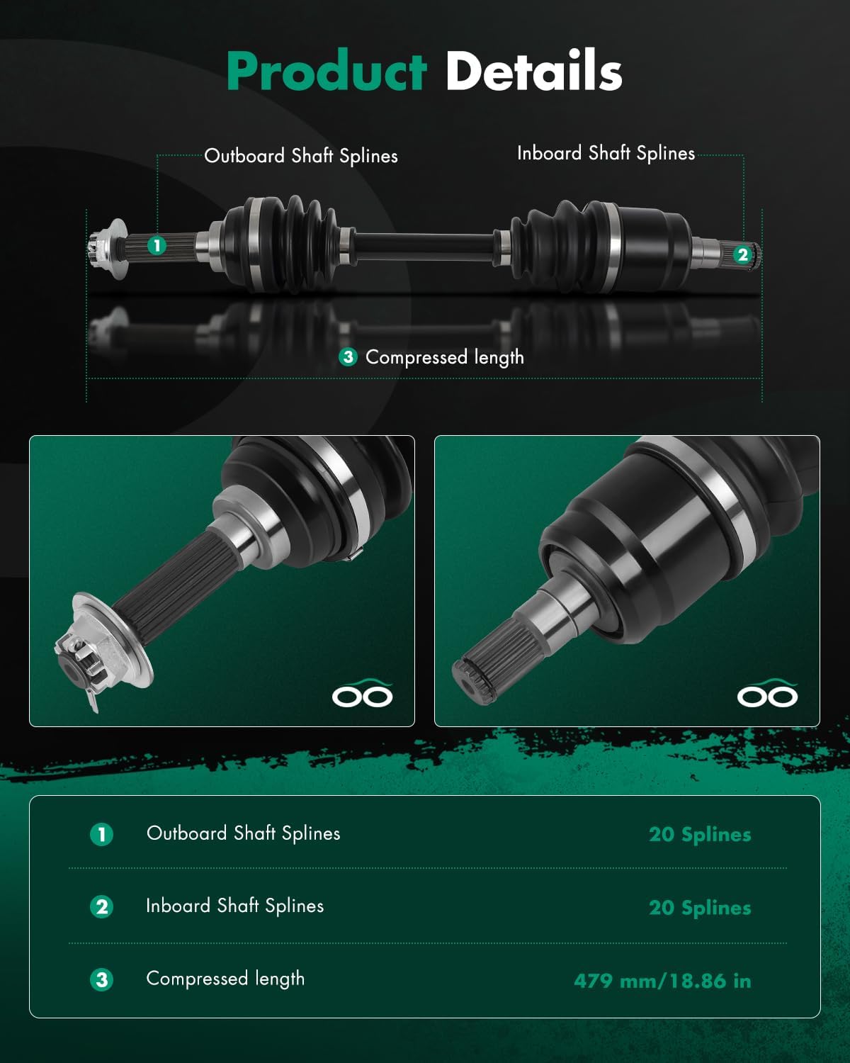 SCITOO Front Left CV Axle Fits For 2005-2007 For Suzuki Eiger 400 2008-2019 For Suzuki King Quad 400