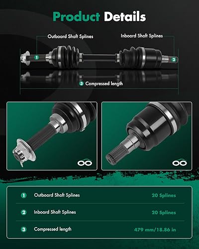 Vista 813 de SCITOO 1333081 1333947 Eje CV trasero izquierdo derecho para 2016-2020 para Polaris General 1000 2017-2020 para Polaris General 4 1000 2015-2018