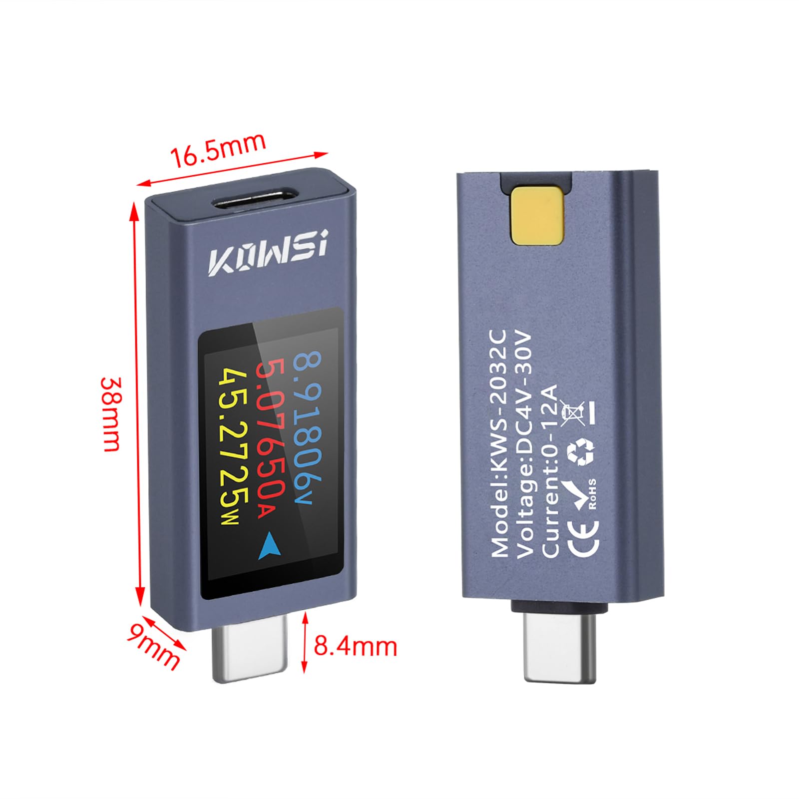 diymore Dispositivo di misurazione tester USB Misuratore di corrente USB C, tensione di corrente Misuratore di potenza USB C con display a curva