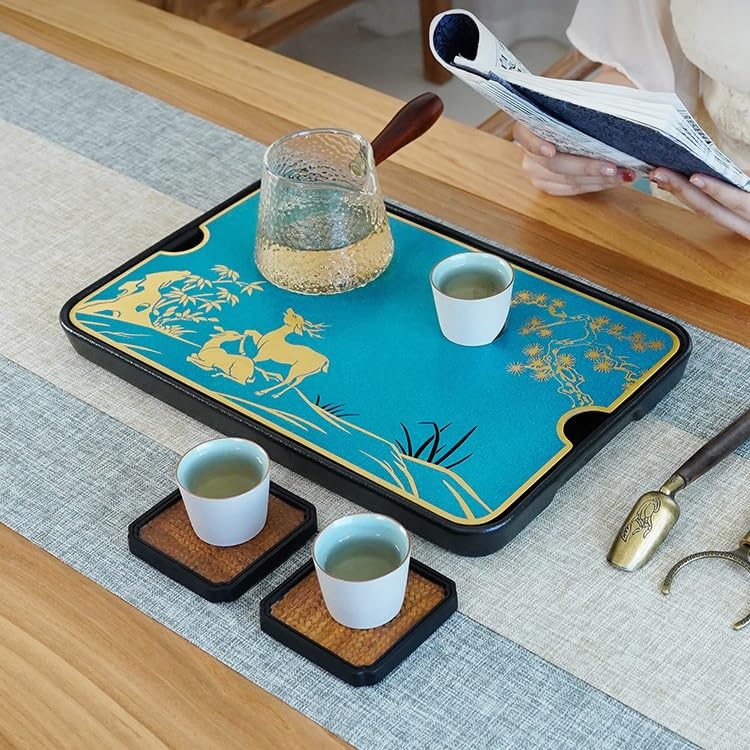 Bandeja De Té Bandeja de té Rectangular for el hogar, Mesa de té de cerámica China for Almacenamiento de Agua en la Sala de Estar, Bandeja for té de mar Bandeja Decorativa(B)