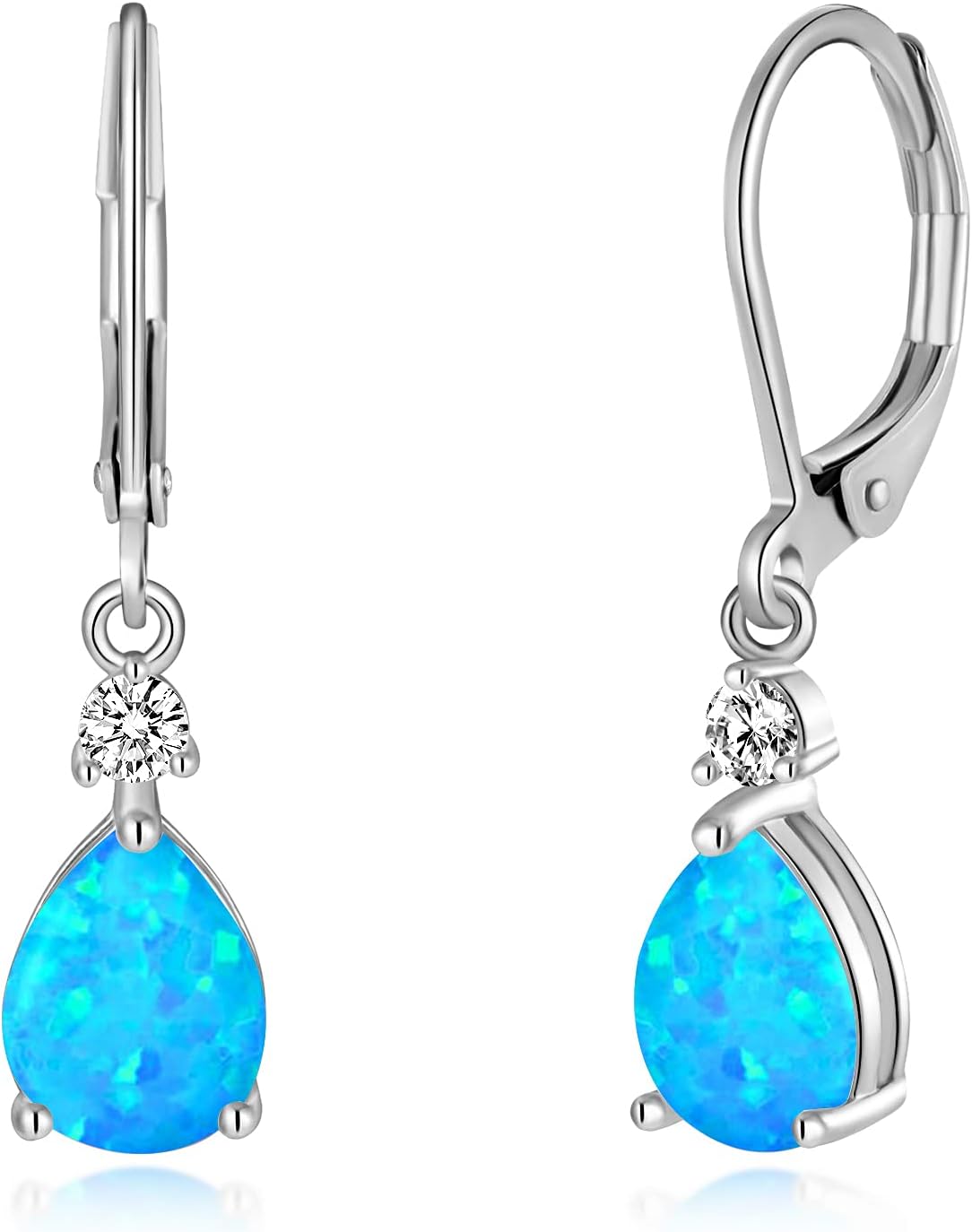 Leverback Opal Dangle Drop Earrings For Women Girls 14K Gold Plated Teardrop Earrings