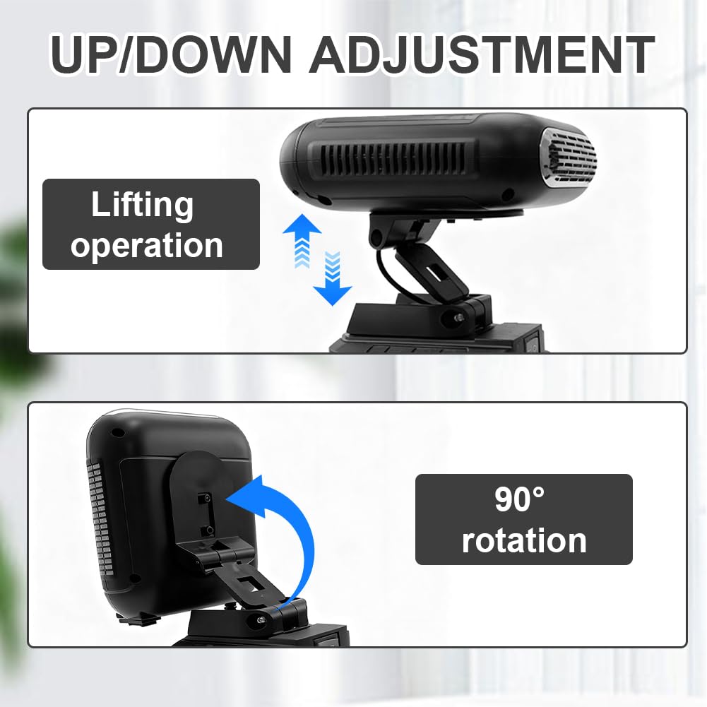 Akku Heizung, Akku Heizlüfter, Auto Heizung mit akku, 90 ° Flip, 2XUSB Tragbarer Raumheizung Kompatibel mit BL1830 BL1850 BL1840 BL1845 BL1815 BL1820 BL1860B