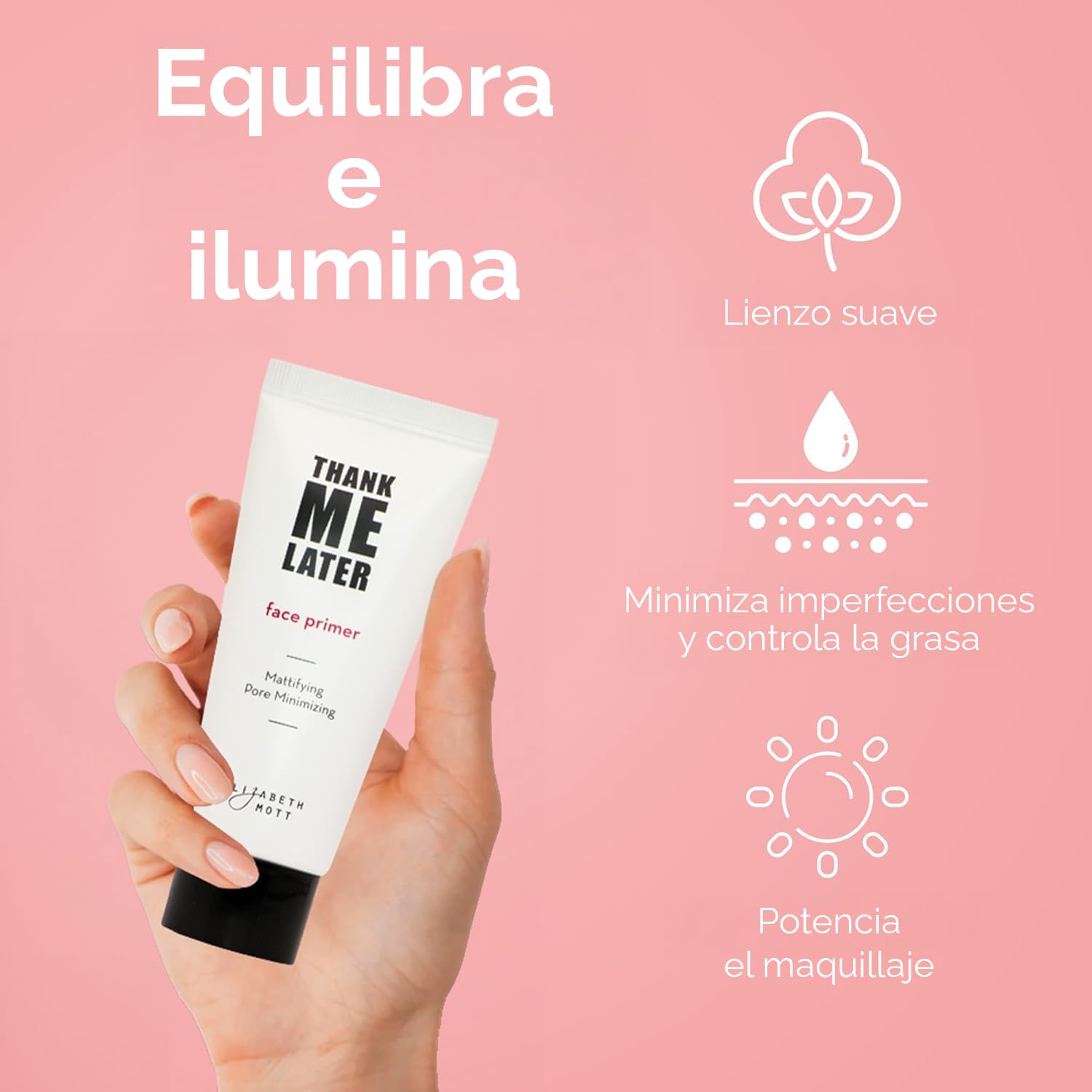 Elizabeth Mott Sombra de ojos a prueba de agua para prevenir los párpados grasos y arrugas Imprimación de cara mate (30 g) Claro