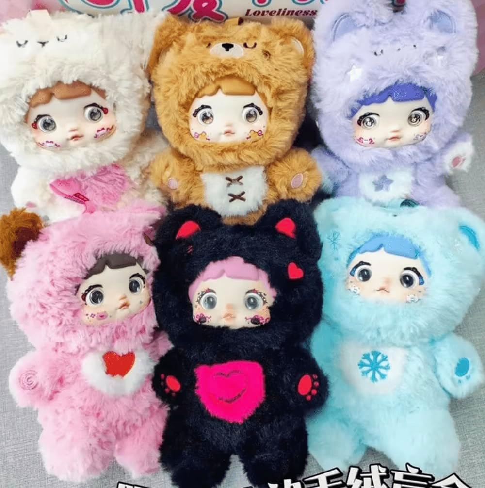 (Official License) Nommi-Loveliness Never Ends Series Plush Blind Box, Cute Stuffed Doll with Eyes Heart Pattern for Kids Room Decor Gift