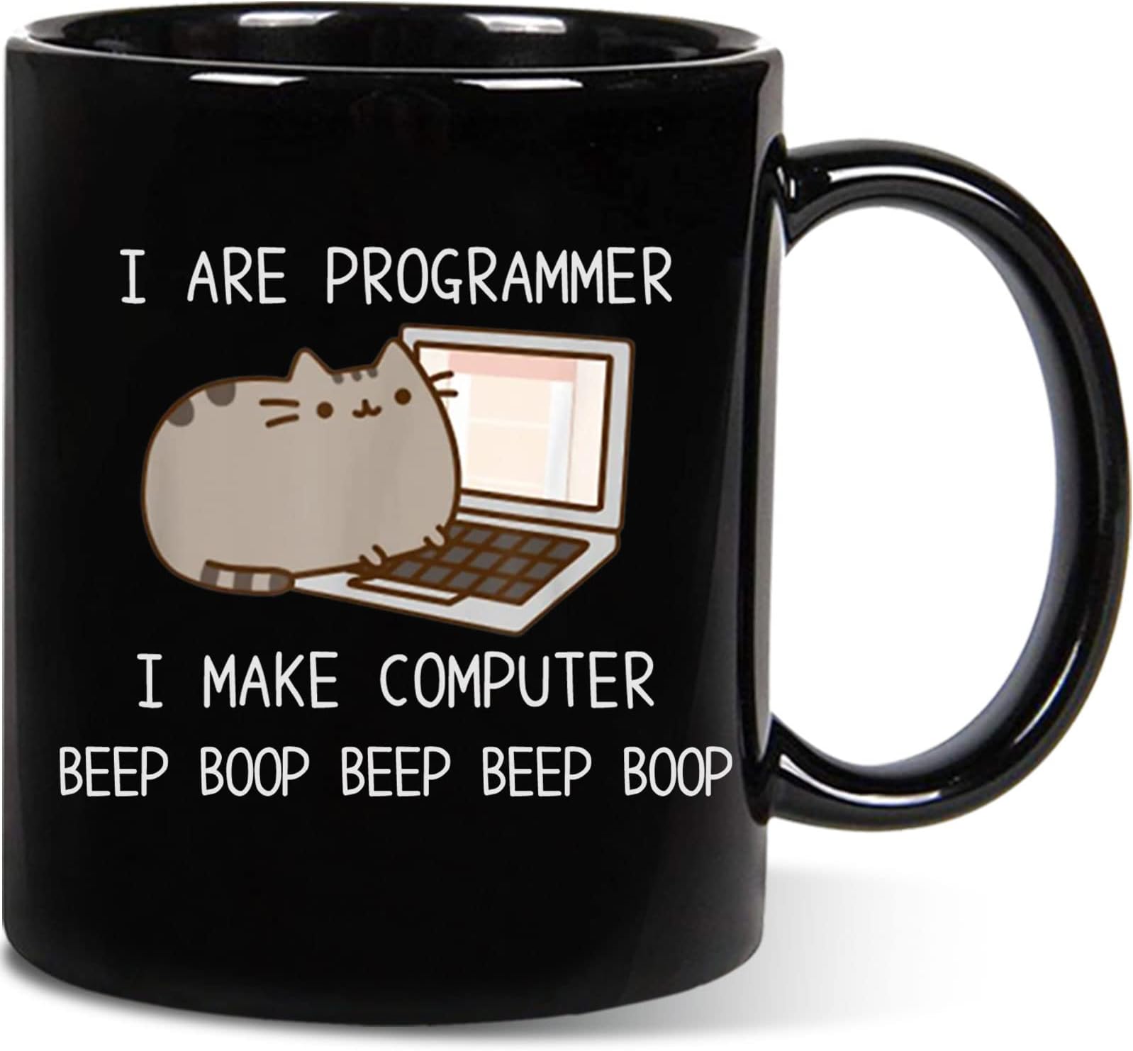 Aurahouse Funny Programmer Coffee Mug - I Are Programmer I Make Computer Beep Boop Cat Mug, programmer Cat Mug Birthday Gag Gift for Men Programmer Coworker, Programmer Mug 11oz