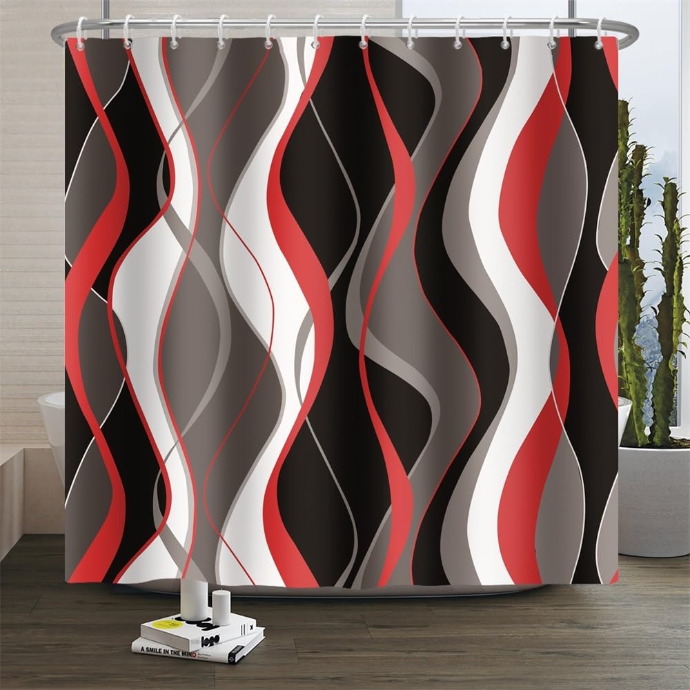 Rideau de douche 180x240cm lavable et imperméable en tissu à rayures