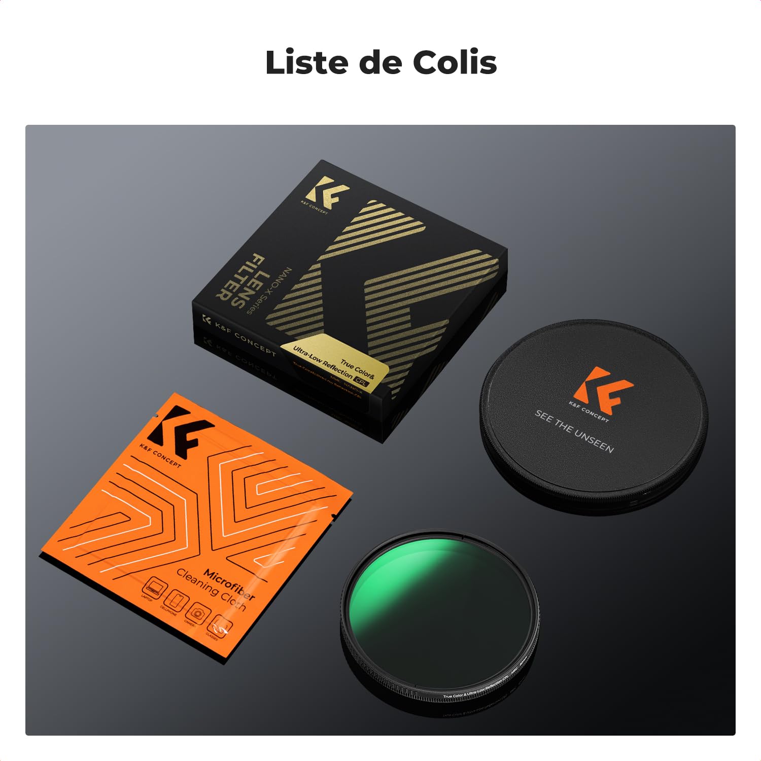 K&F CONCEPT Filtre 77mm Polarisant CPL True Color Ultra-Faible Réflexion pour Objectif Appareil Photo HD Étanche Anti-Rayures Nano-X Série