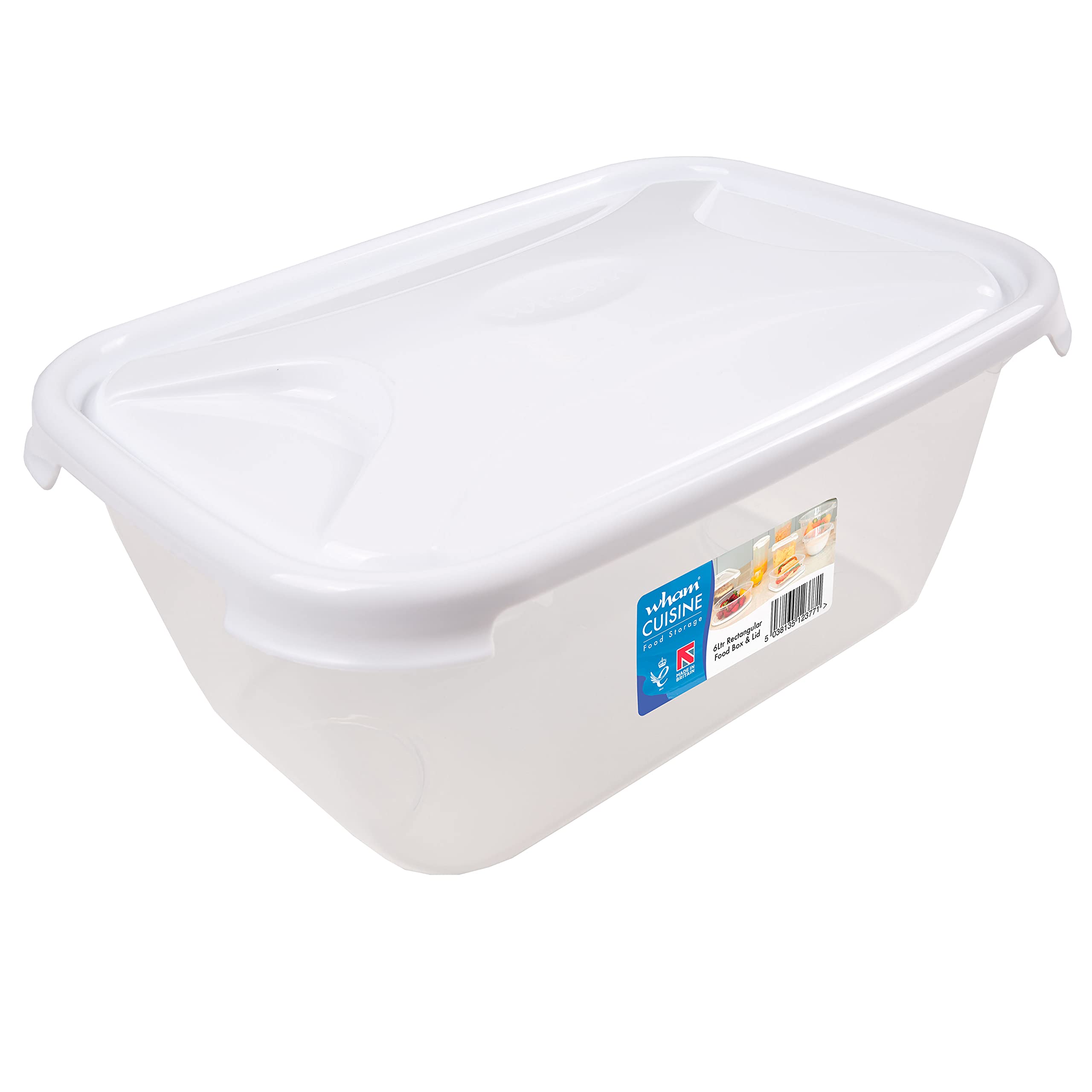 6 recipientes Almacenamiento 6L Tapa Alimentos Transparentes Blanca