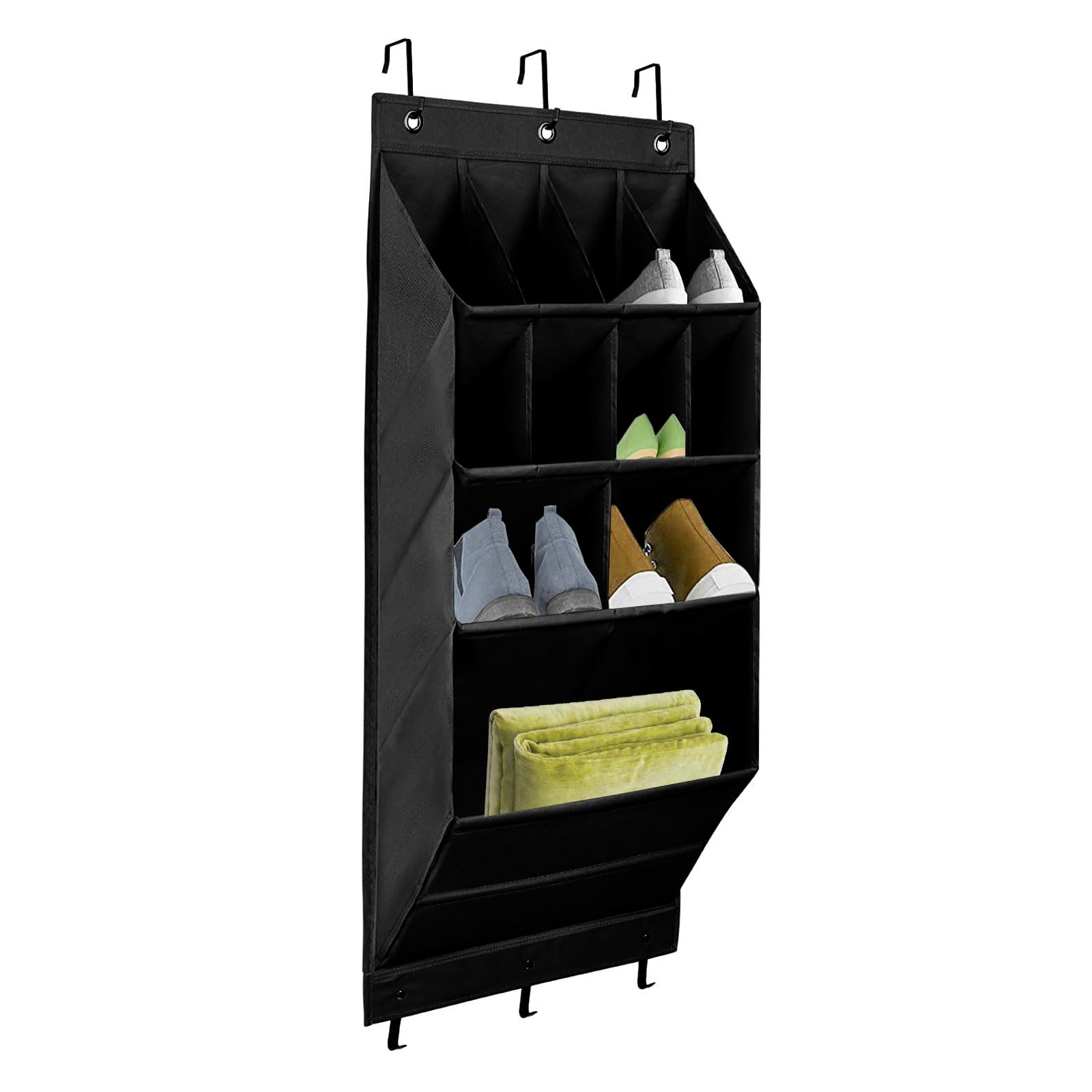 Zapatero para colgar sobre la puerta con 11 bolsillos para ahorrar espacio, almacenamiento para dormitorios y armarios estrechos, perfecto para botas, juguetes, botellas de agua, 1 paquete
