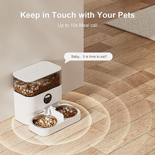Espelho Automatic Cat Feeders for 2 Cats - 5L Timed Cat Food Dispenser with 2 Stainless Steel Bowls, 10s Meal Call Programmable Portion Control Pet Feeder with Desiccant Bag for Cats & Dogs - Image 4