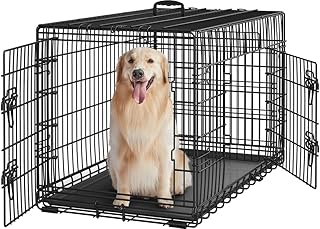 Yaheetech Hundekäfig 107 x 66 x 74,5 cm klappbar mit Trennwand 2 Türen, Hundebox für zuhause mit ausziehbare Bodenschale, Transportkäfig Auto, Hundetransportbox Drahtkäfig für Hunde Welpe, XL, Schwarz product image