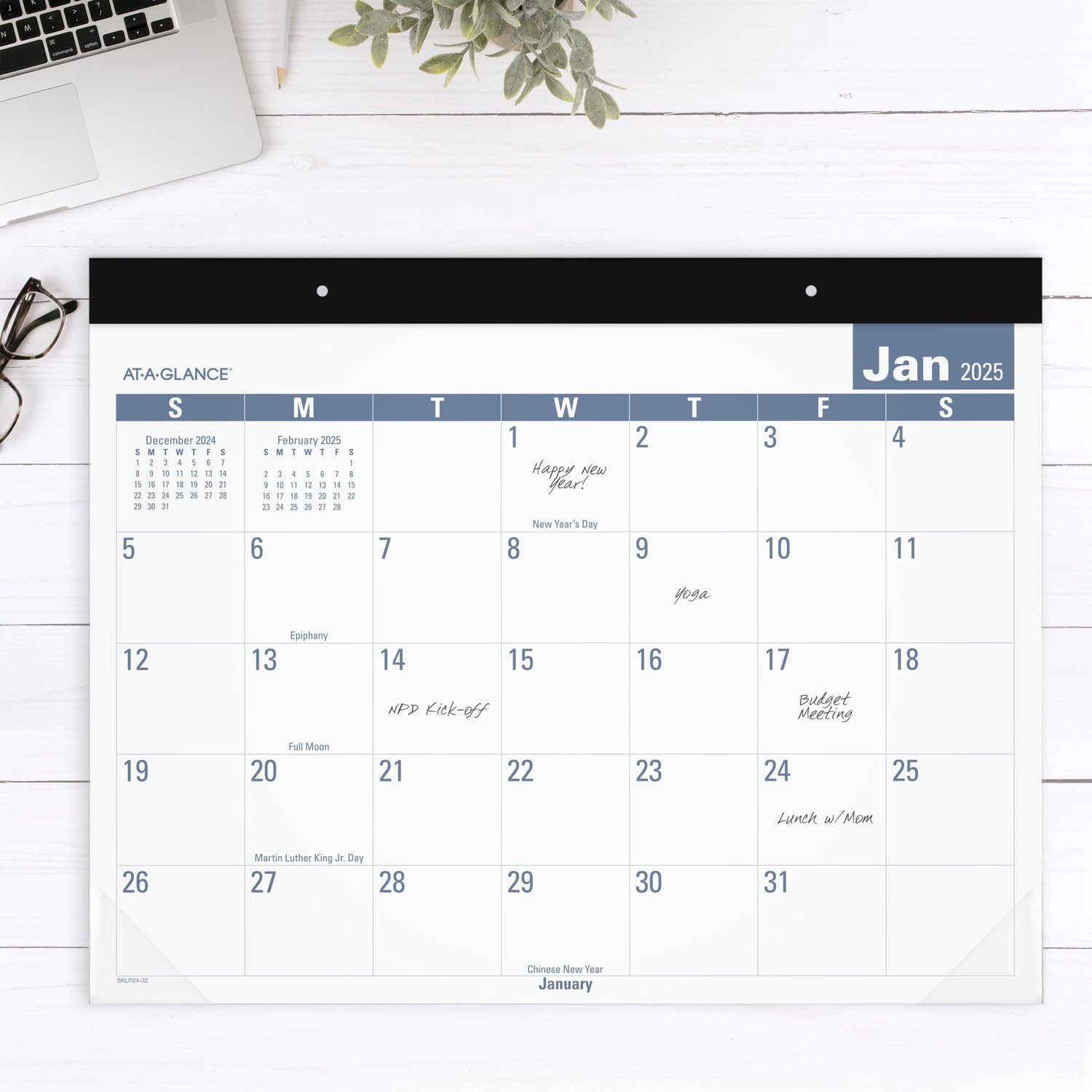 ATAGLANCE 2025 Desk Calendar, Monthly, Desk Pad, 213/4" x 17