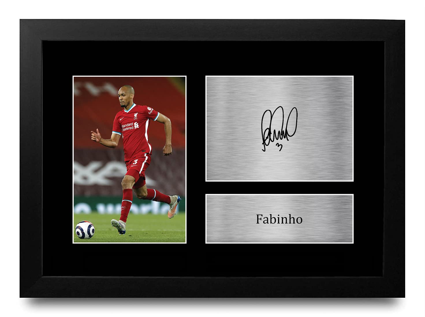 HWC Trading FR A4 Fabinho Fabinho Liverpool Gifts Printed Signed Autograph Picture for Football Fans and Supporters - A4 Framed