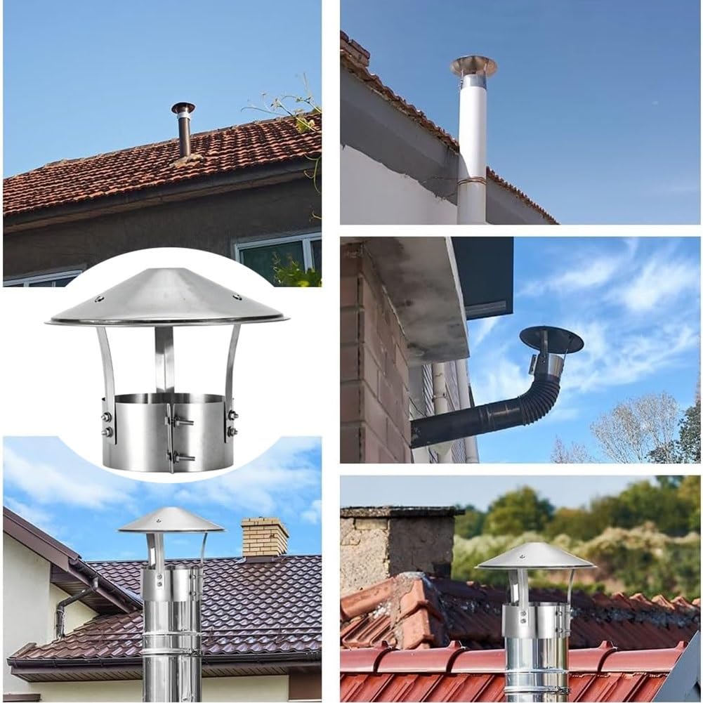 Tapa de Chimenea de Acero Inoxidable 304, Cubierta de Salida de Humos | Tapa de ventilación para tejado, para tubo de estufa y conducto de humos(315 mm(12.4 in))