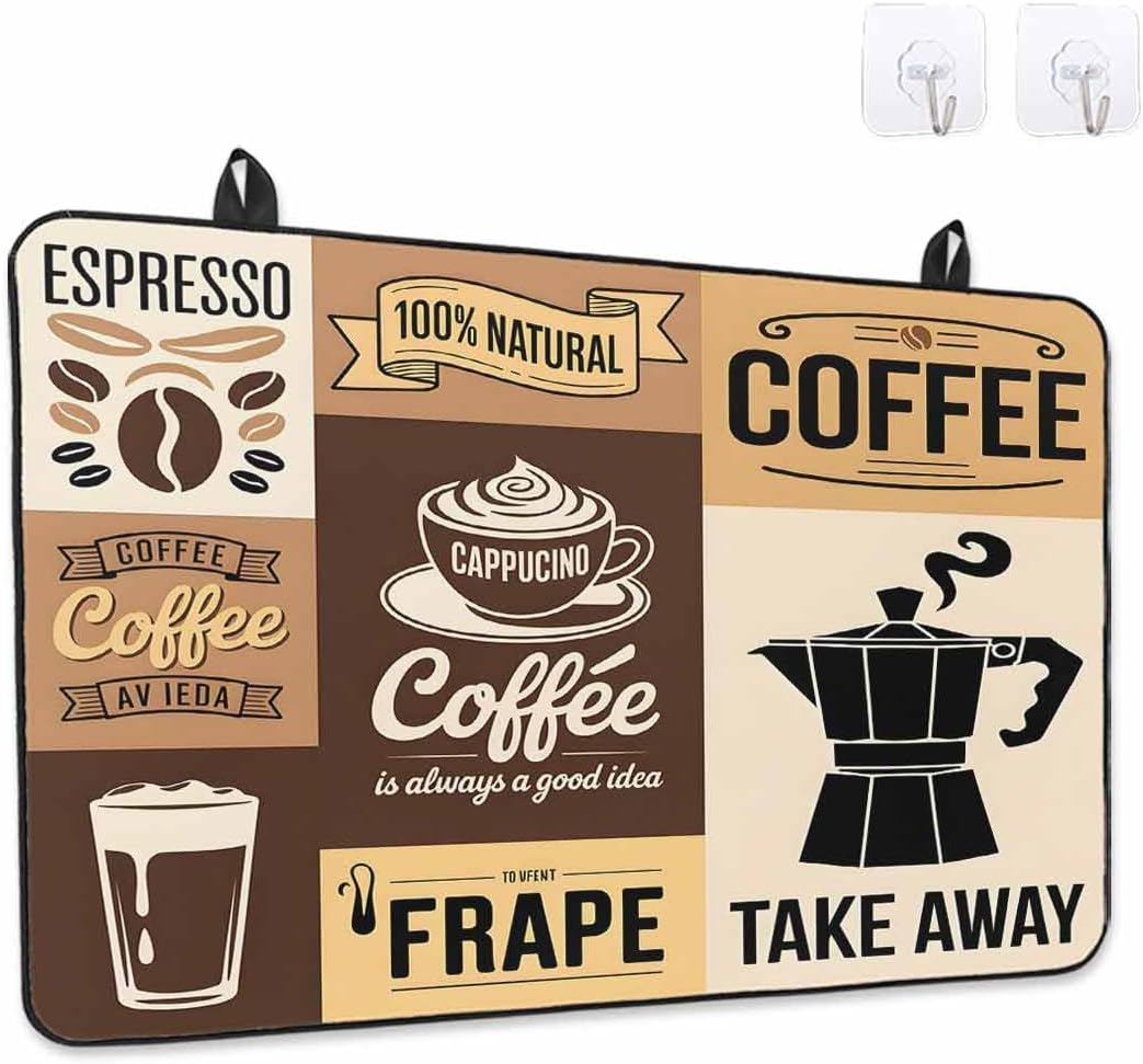 Stove Top Covers for Electric Stove 24x21 Inches, Vintage Coffee HeatResistant Glass Cooktop Protector, Farmhouse Retro Art Coffee Beans Ceramic Stovetop Countertop Covers Mat, Oven Cover
