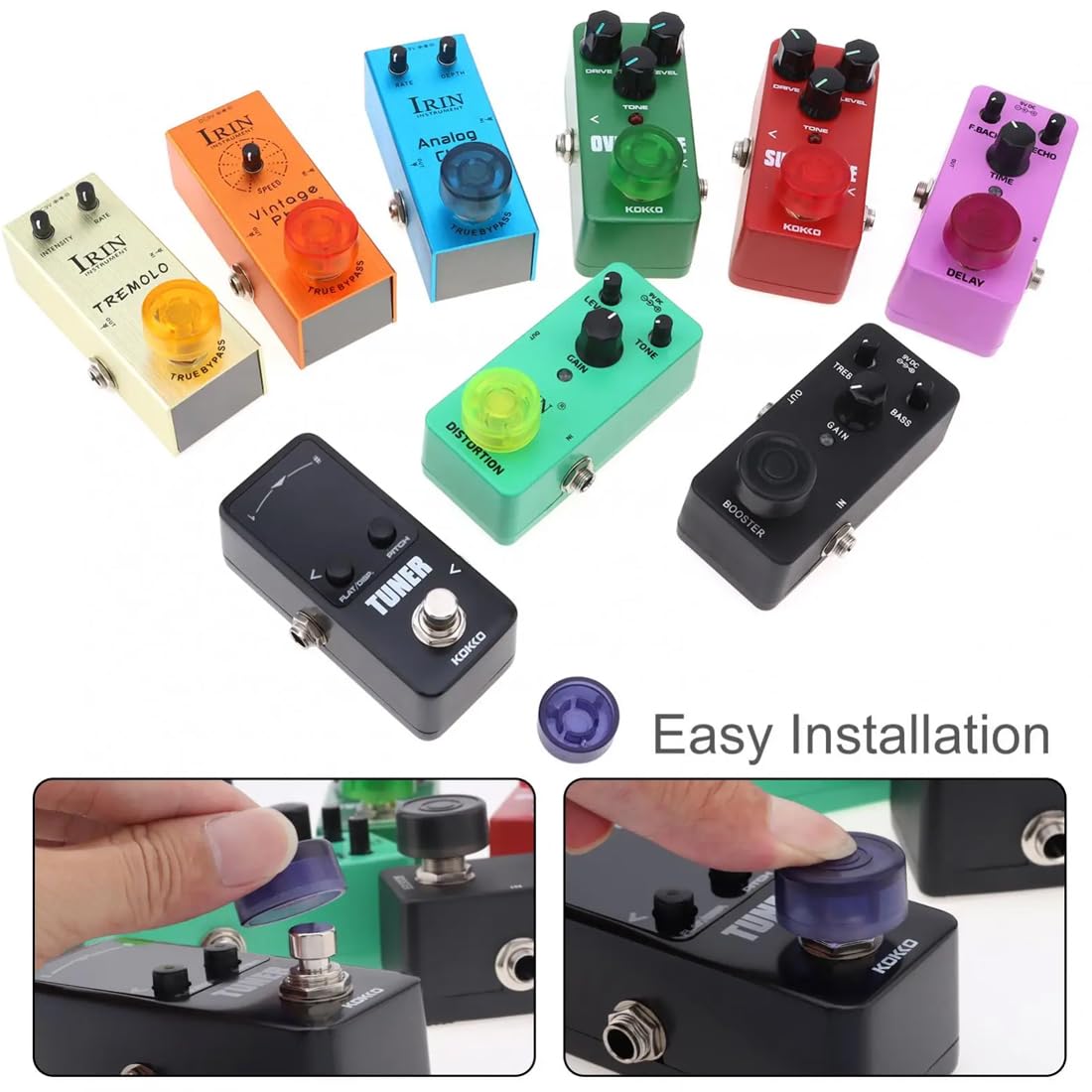 NHP 12 Pcs Pedalera Guitarra,Botones de Pedal de Efecto,Footswitch Topper,Tapones de Protección para Pedal de Guitarra Pedal de Efecto Multicolor Pedalboard Pedalera Multiefectos Guitarra
