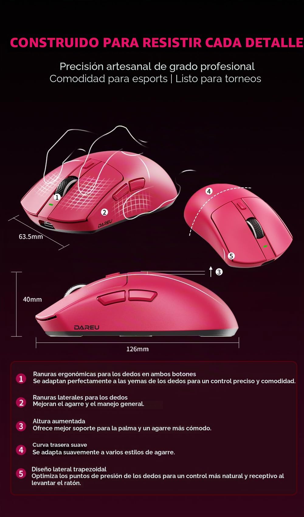 DAREU AE6 Pro - Ratón inalámbrico para juegos, sensor personalizado PAW3950 30K, sondeo dual 8K inalámbrico/con cable, peso ligero, base de carga de pantalla, revestimiento excímero, conexión de 3