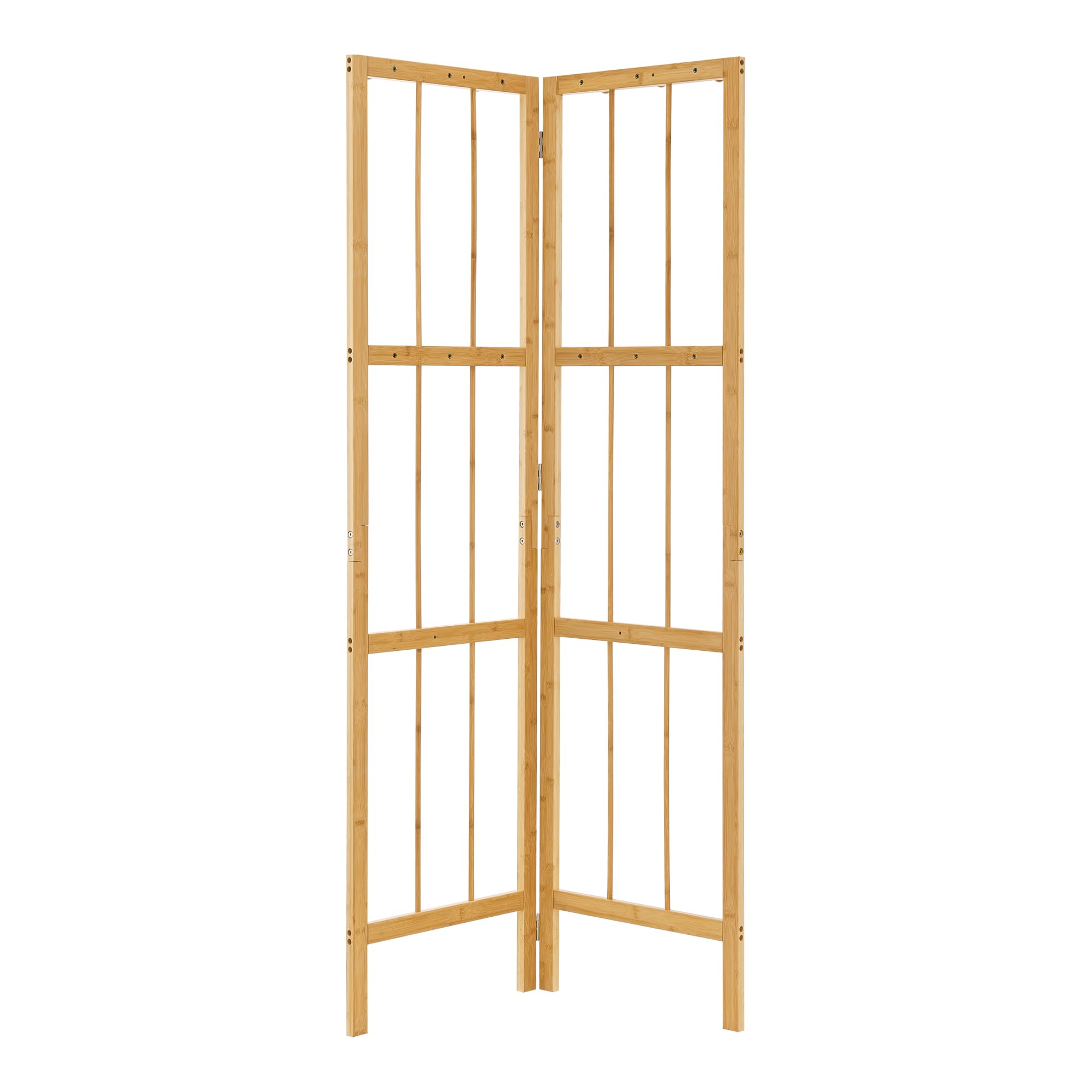 [en.casa] Appendiabiti Angolare 2 Pannelli a Griglia con 12 Ganci Porta Abiti Appendiabiti Autoportante Regolabile in Angolazione 165,5 x 92 x 8 cm Bambù Naturale